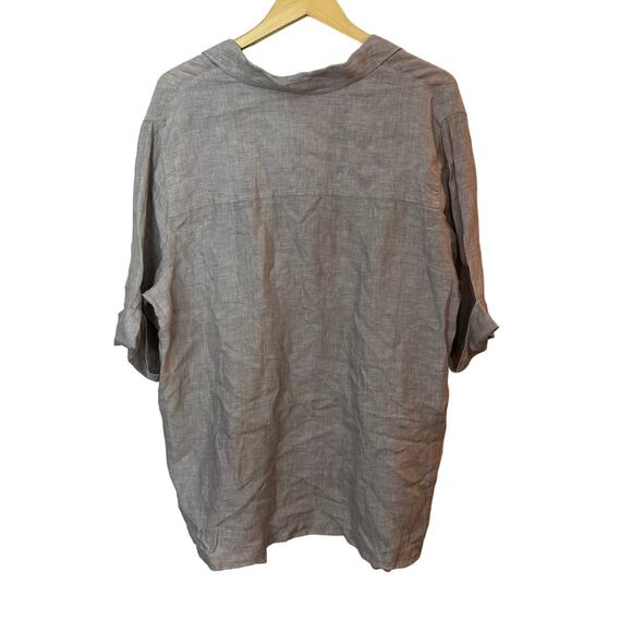 Antibes Blanc 100% Linen Tunic Top Minimalist Neutral Taupe Size 1X Lagenlook - Picture 3 of 7